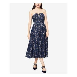 FAME AND PARTNERS Navy Midi Fit + Flare Dress